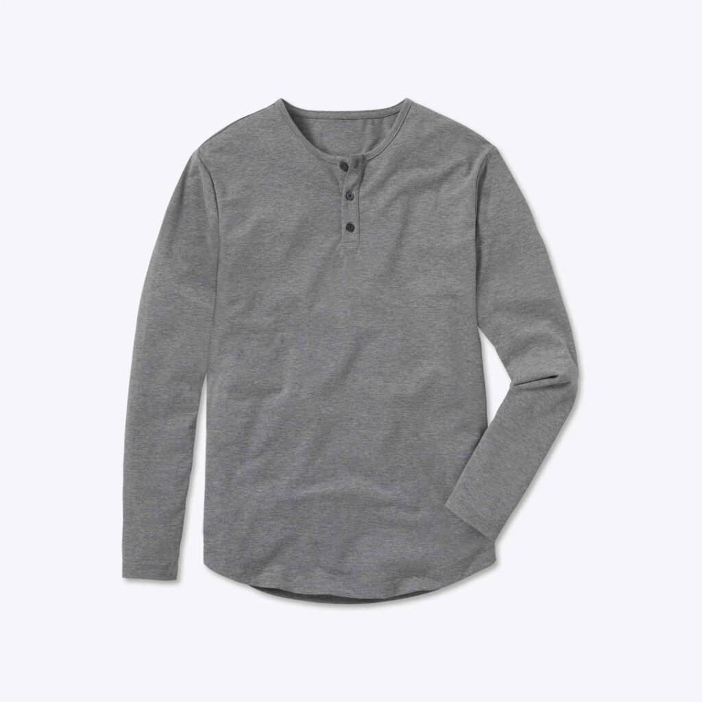 henley long sleeve grey — custom apparel style reference