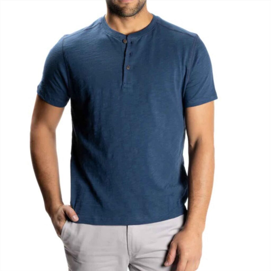 henley short sleeve navy — custom apparel style reference